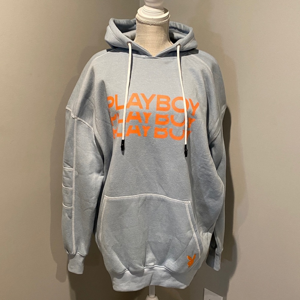 Playboy x Missguided Triple Logo Oversized Hoodie Dress Size: 2